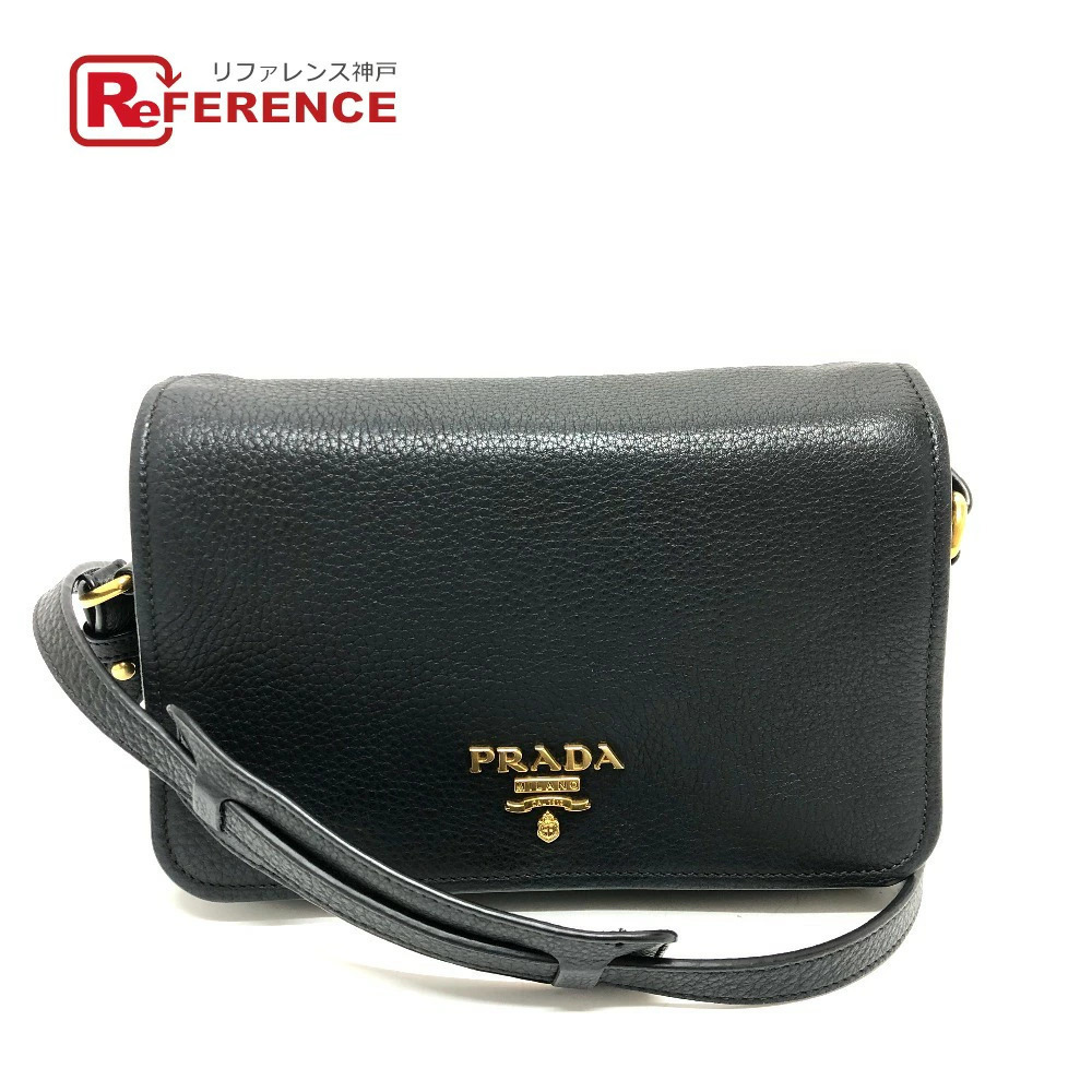 PRADA Vitello Phoenix Crossbody Bag Shoulder Leather Black